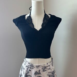 UO Black Top With Lace Detail